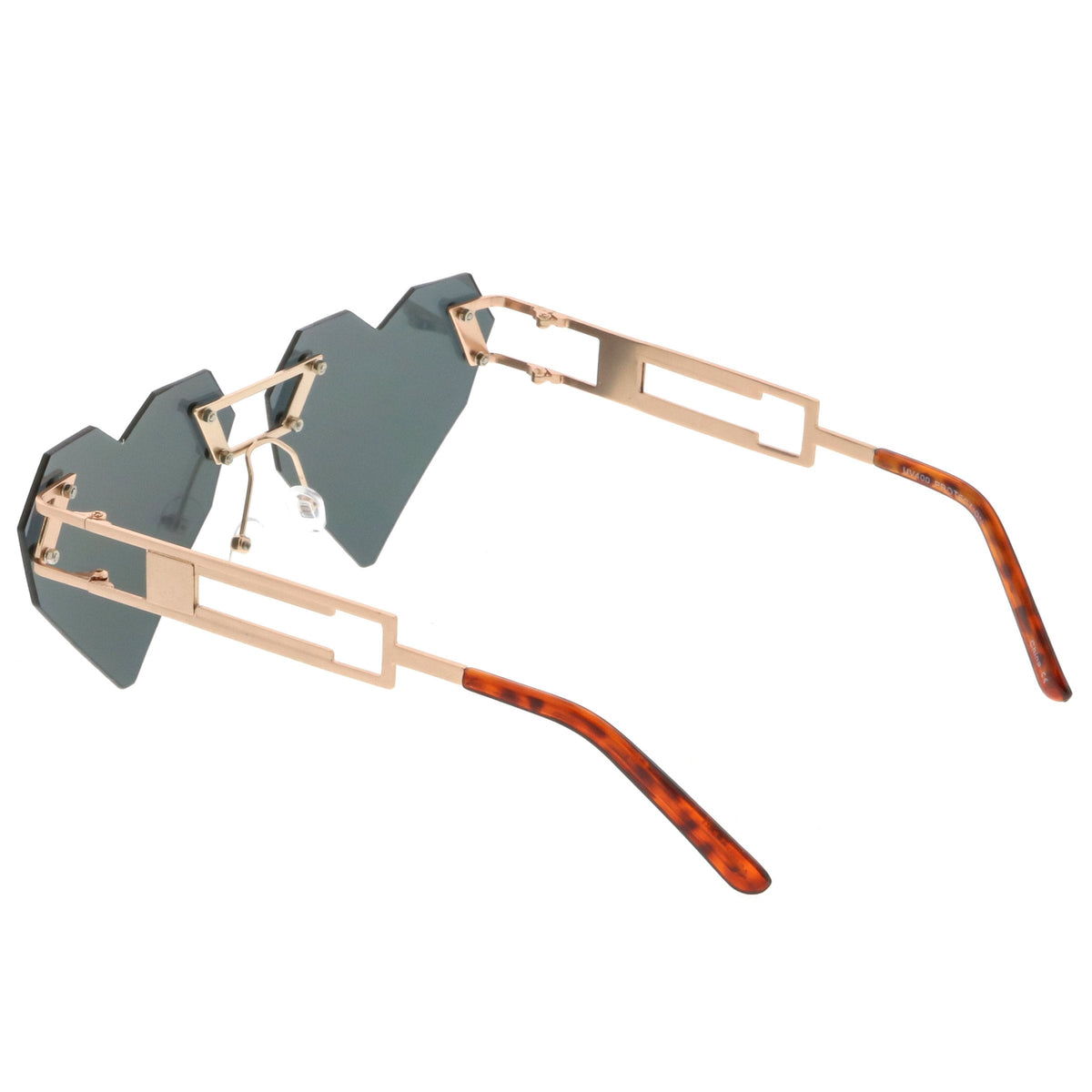 Novelty 8 Bit Laser Cut Heart Shape Mirrored Flat Lens Sunglasses C440
