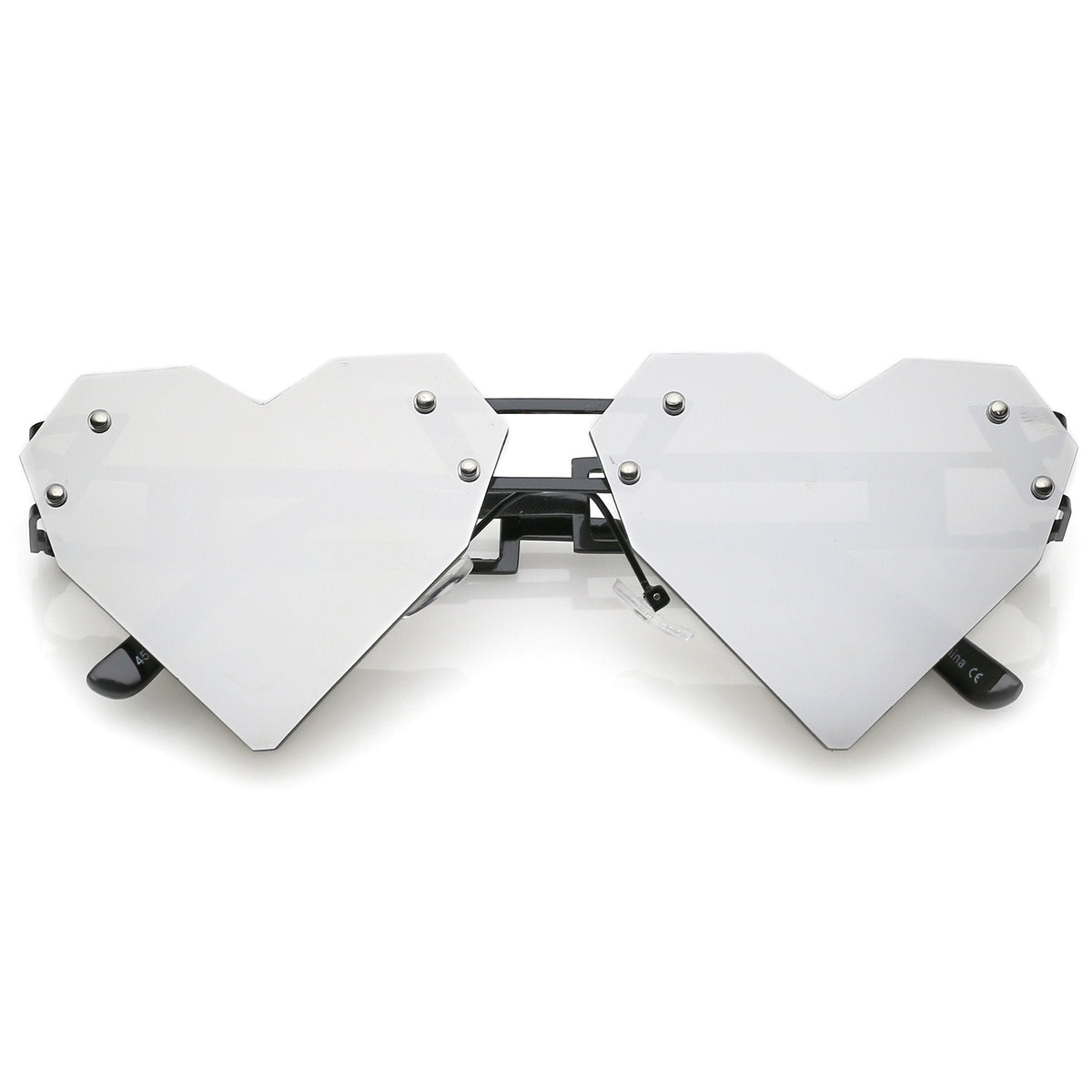 Novelty 8 Bit Laser Cut Heart Shape Mirrored Flat Lens Sunglasses C440