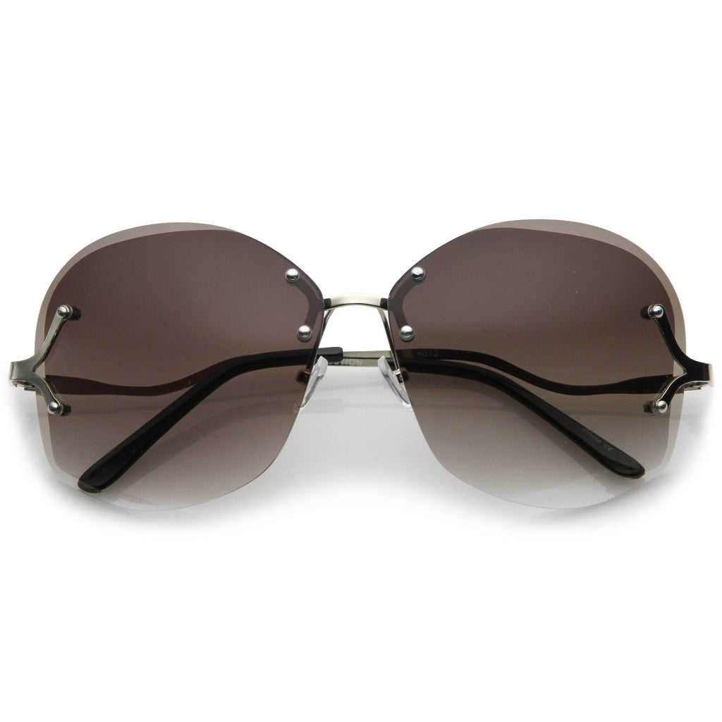 Women's Oversize Curved Low Temple Rimless Sunglasses C218
