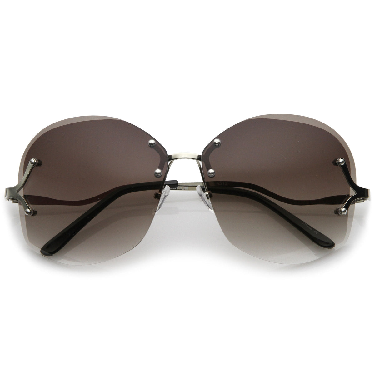 Women's Oversize Curved Low Temple Rimless Sunglasses C218