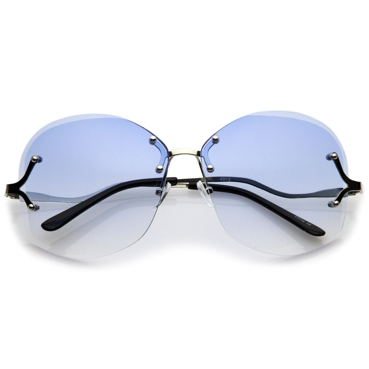 Women's Oversize Curved Low Temple Rimless Sunglasses C218