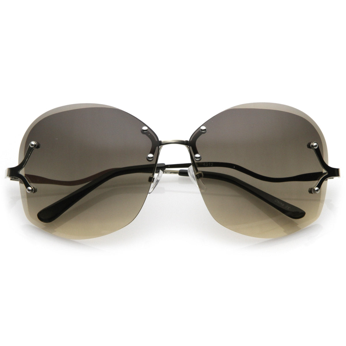 Women's Oversize Curved Low Temple Rimless Sunglasses C218