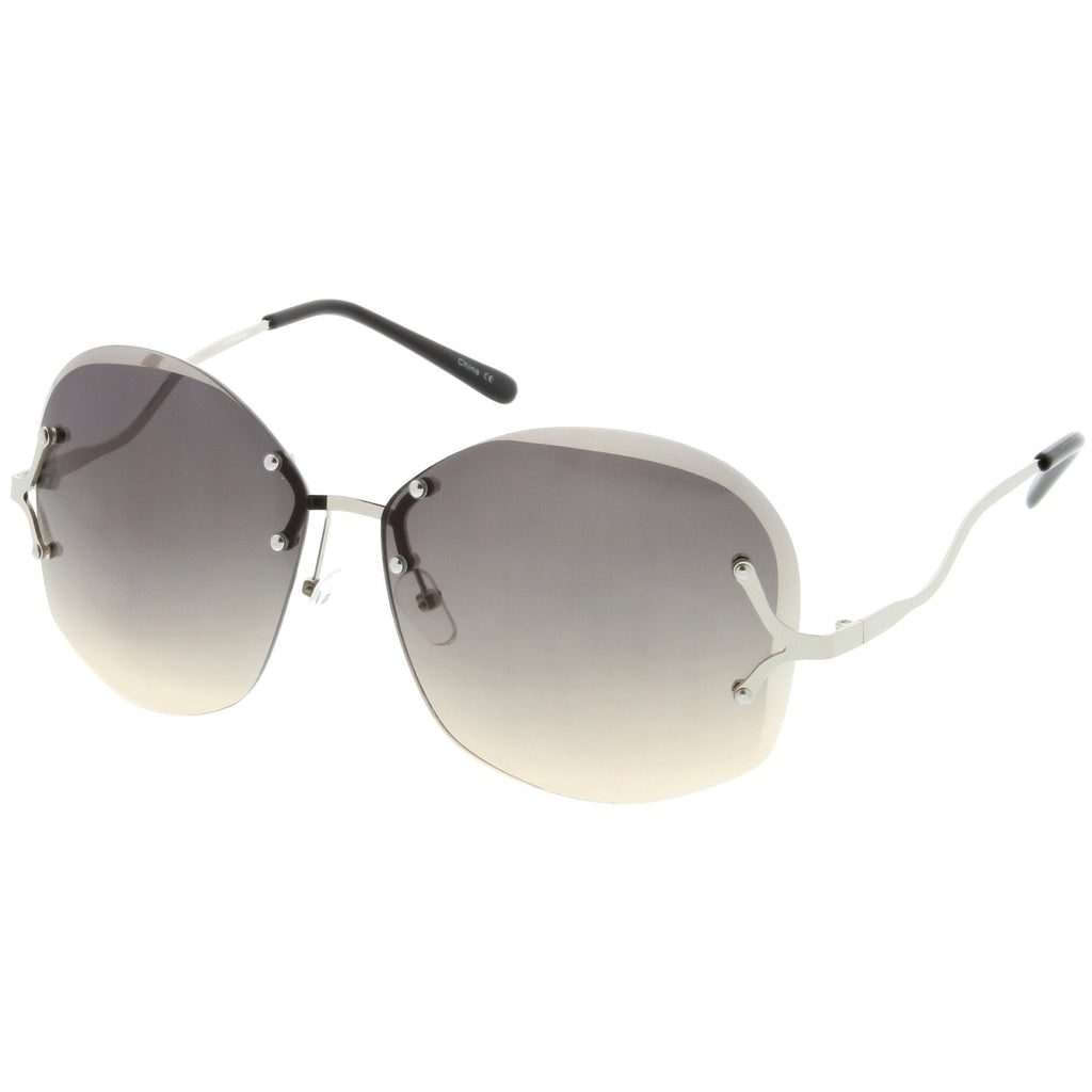 Women's Oversize Curved Low Temple Rimless Sunglasses C218