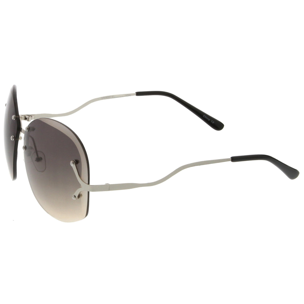 Women's Oversize Curved Low Temple Rimless Sunglasses C218