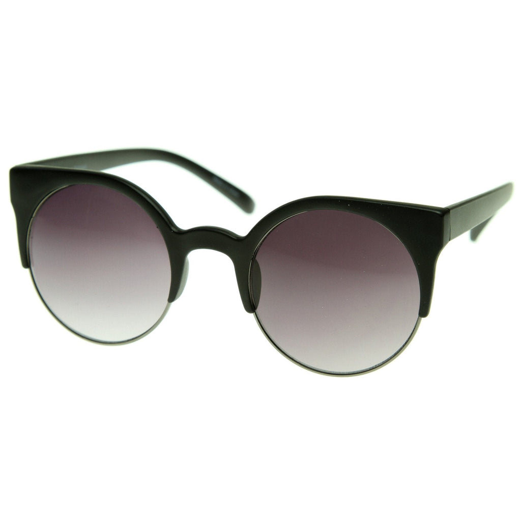 Super Round Half Frame Cat Eye Indie Sunglasses 8524