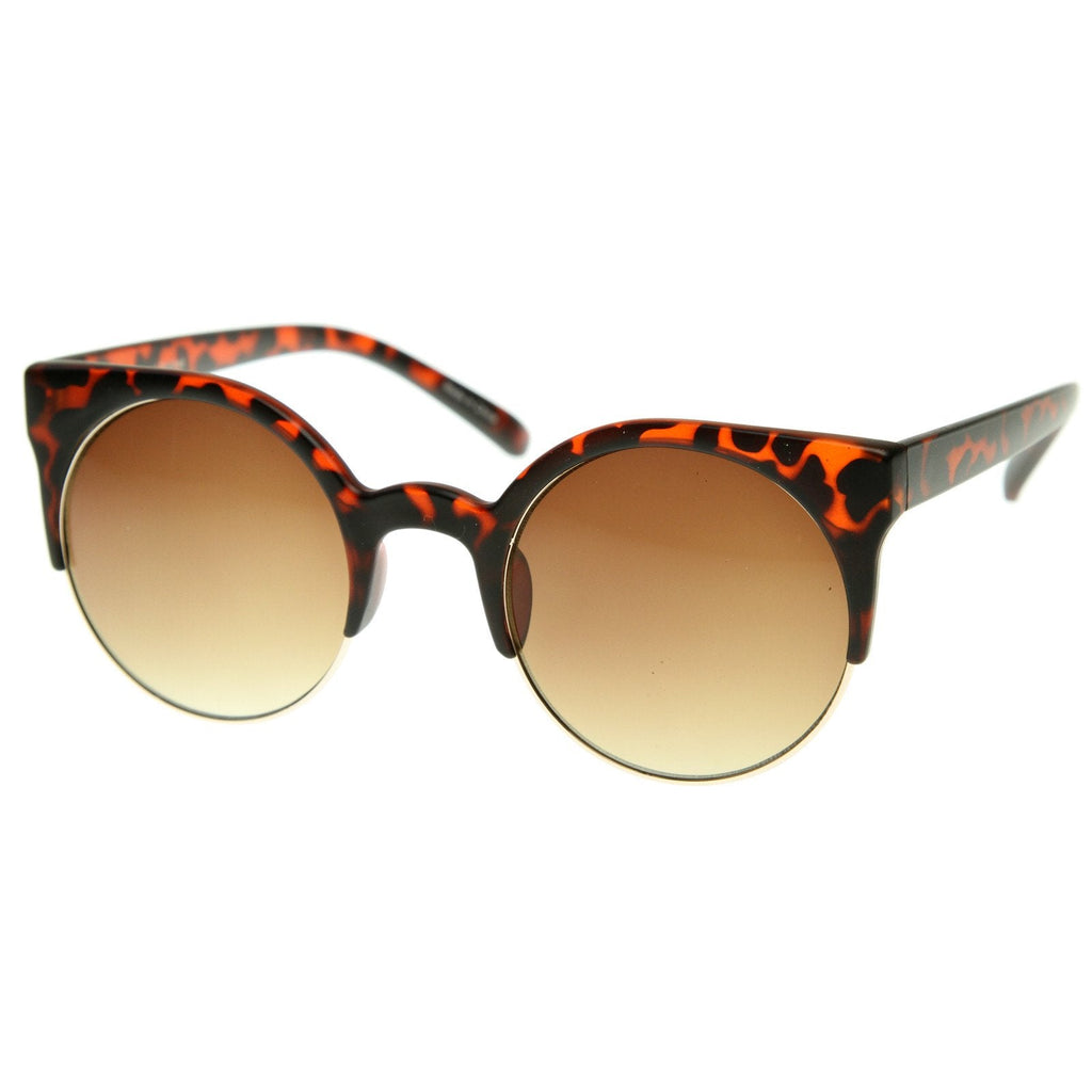 Super Round Half Frame Cat Eye Indie Sunglasses 8524