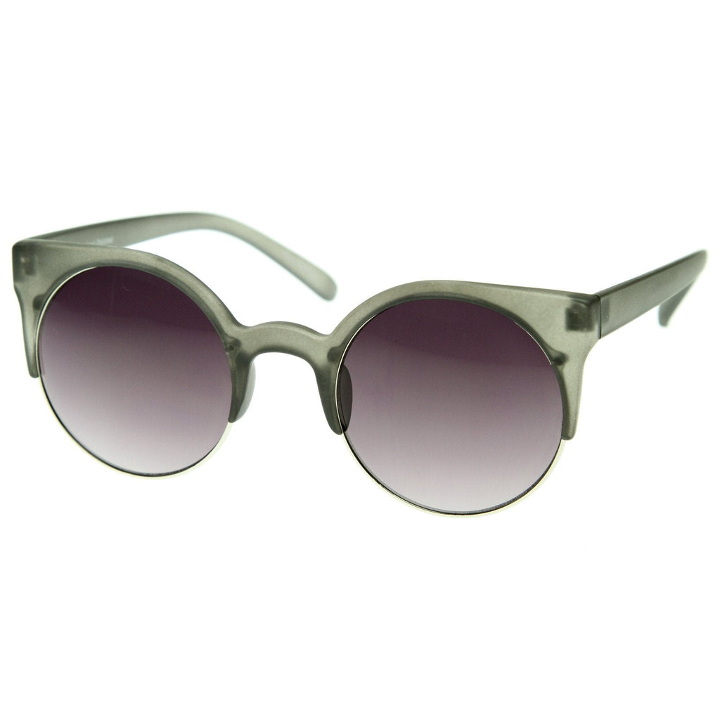 Super Round Half Frame Cat Eye Indie Sunglasses 8524