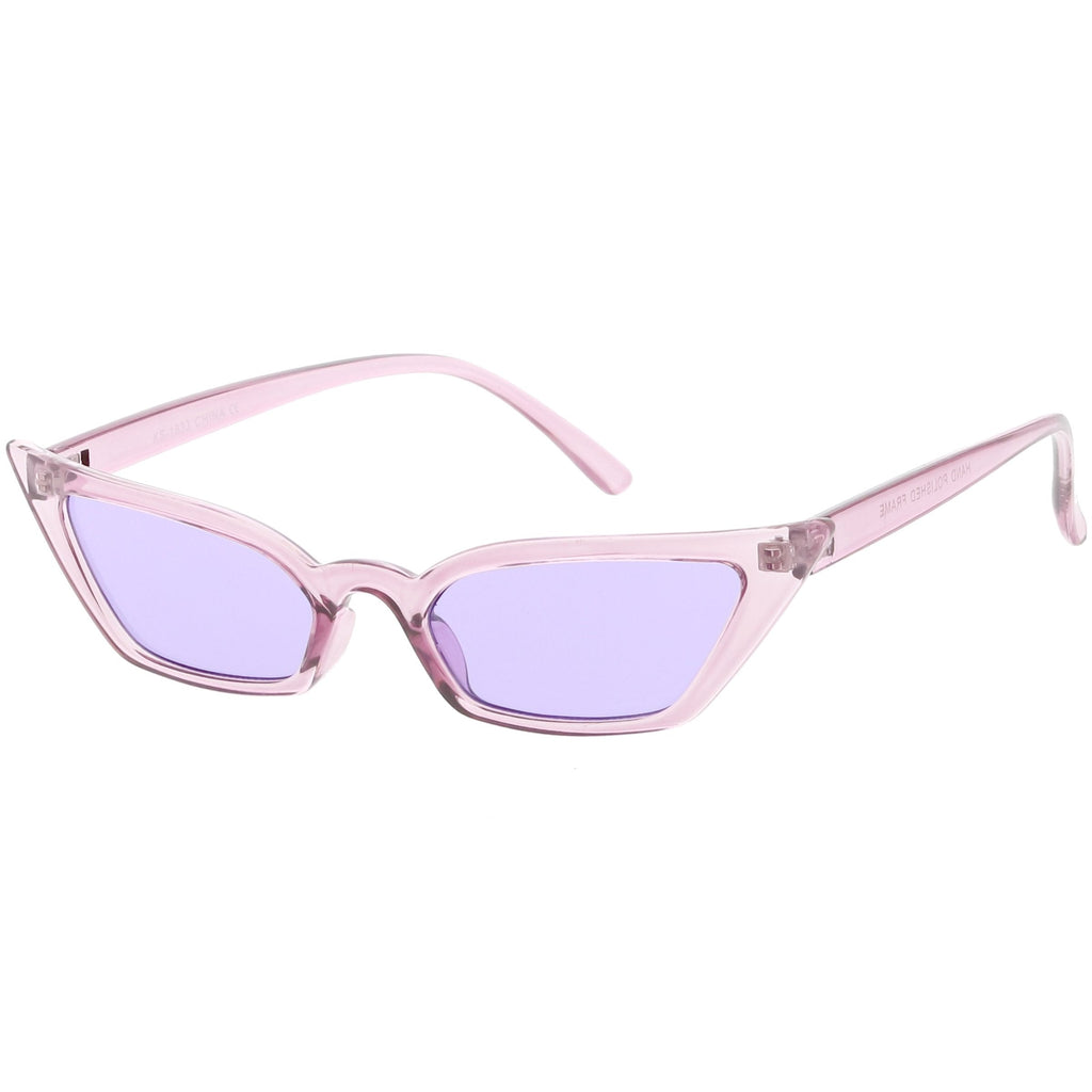 Retro Women's Translucent Thin Cat Eye Color Tone Sunglasses C663