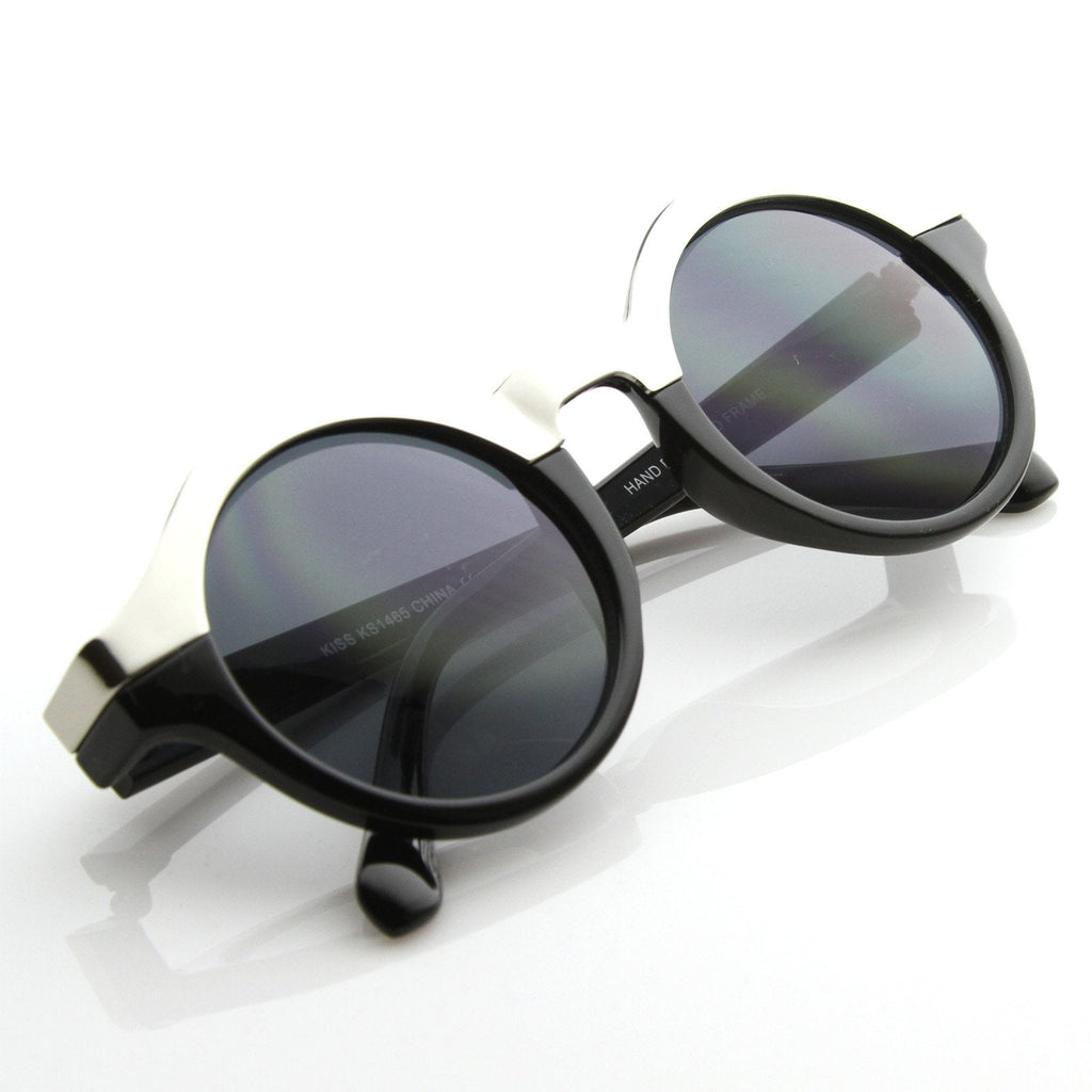 Women's Designer Two Tone Round Sunglasses 8606