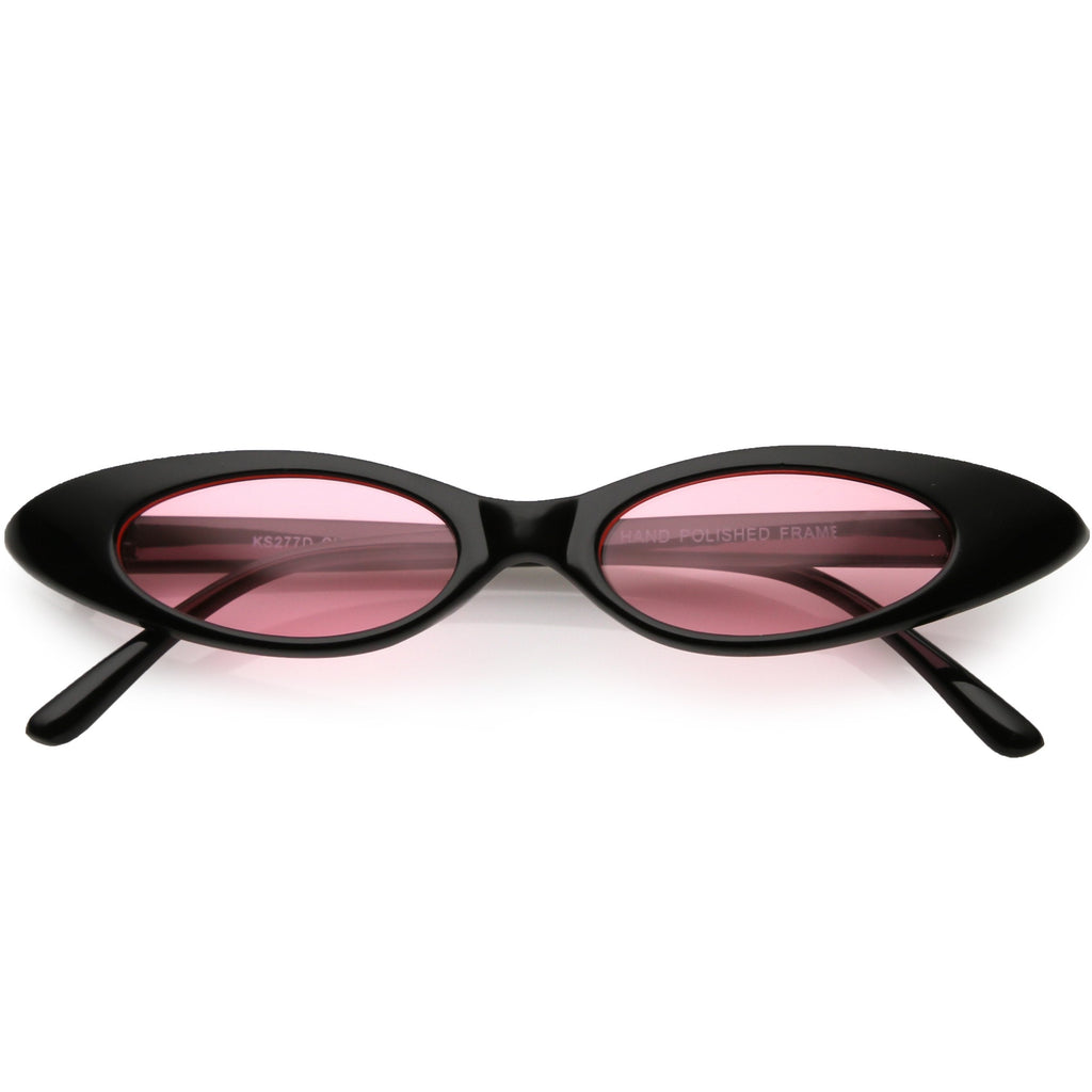 Women's Retro 90's Thin Color Tone Cat Eye Sunglasses C662