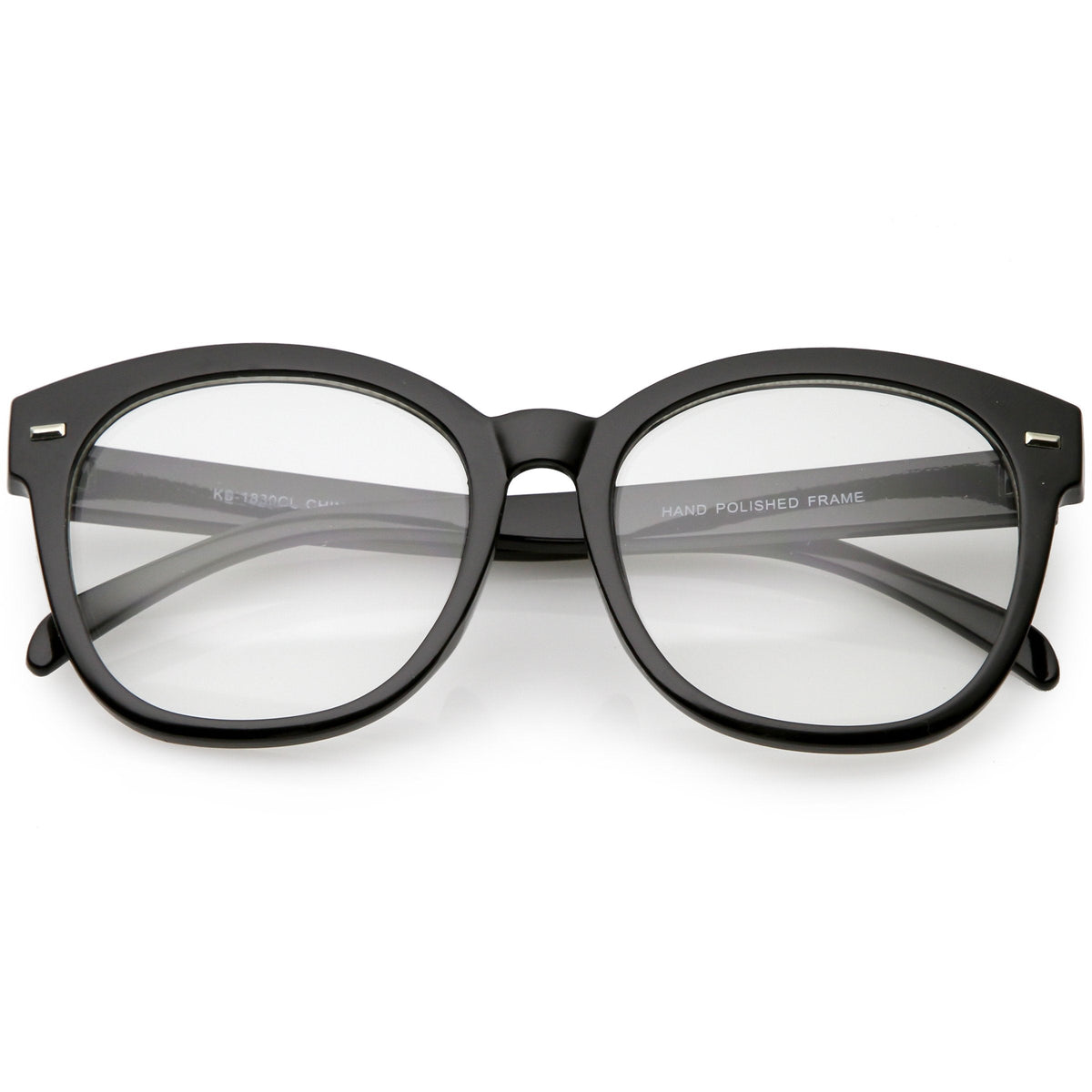 Oversize Round Indie Horned Rim Clear Lens Glasses C612