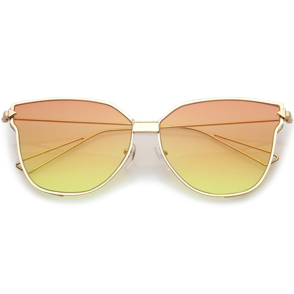 Oversize Wire Frame Gradient Flat Lens Sunglasses A930