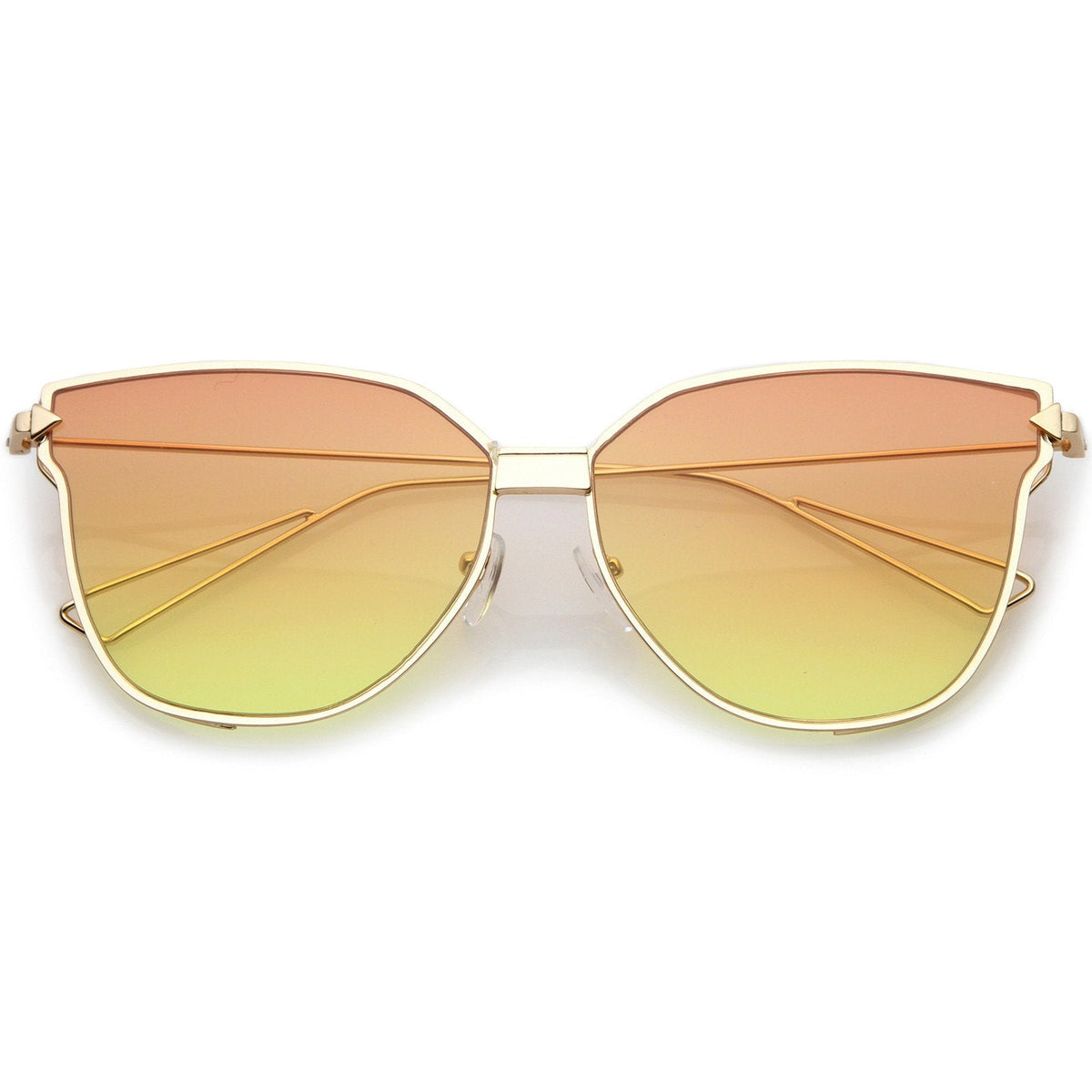 Oversize Wire Frame Gradient Flat Lens Sunglasses A930