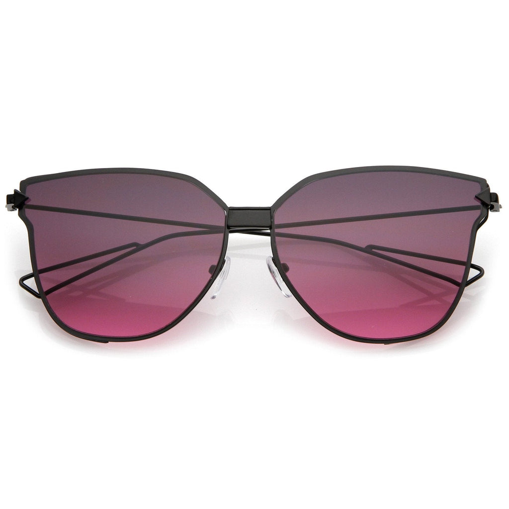 Oversize Wire Frame Gradient Flat Lens Sunglasses A930