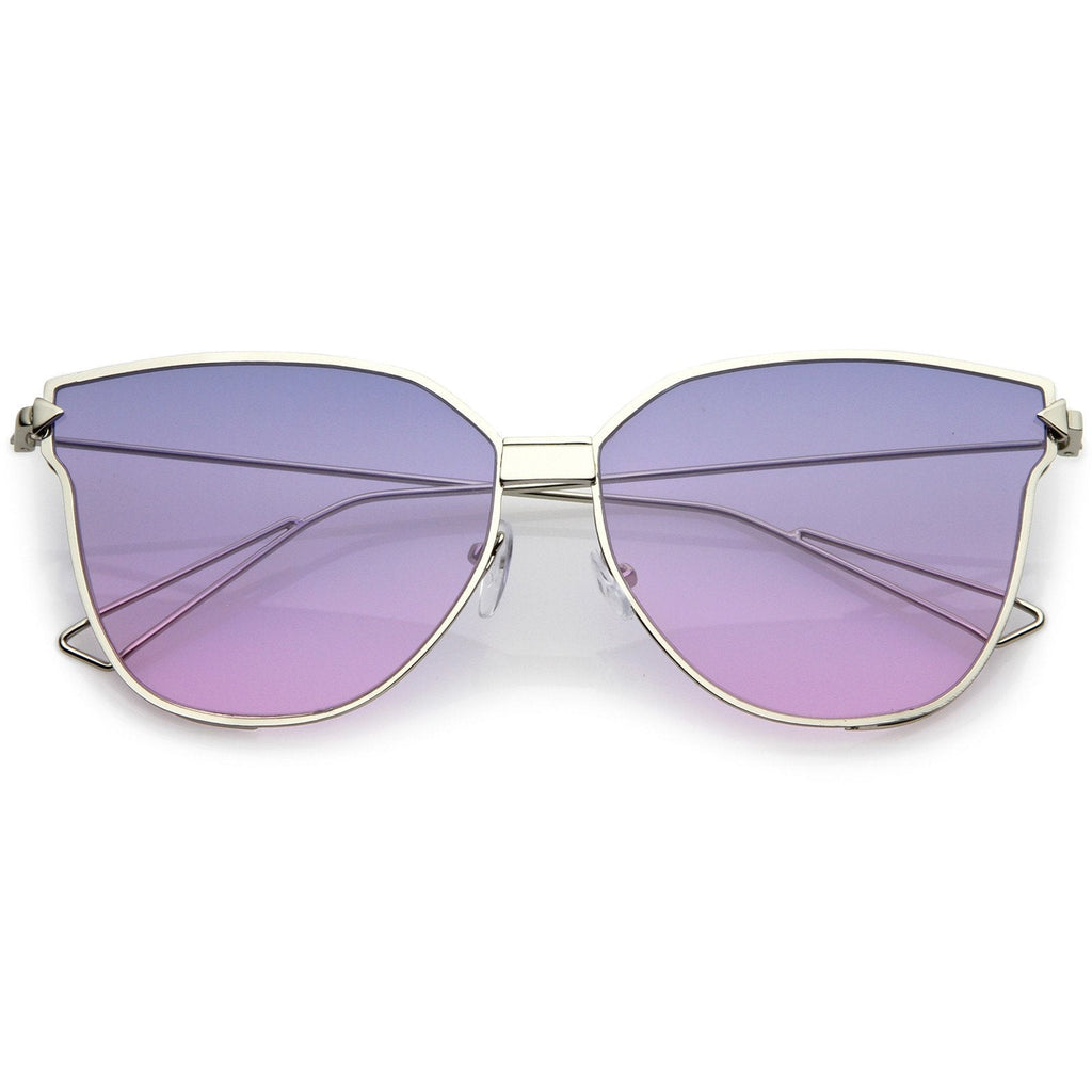 Oversize Wire Frame Gradient Flat Lens Sunglasses A930