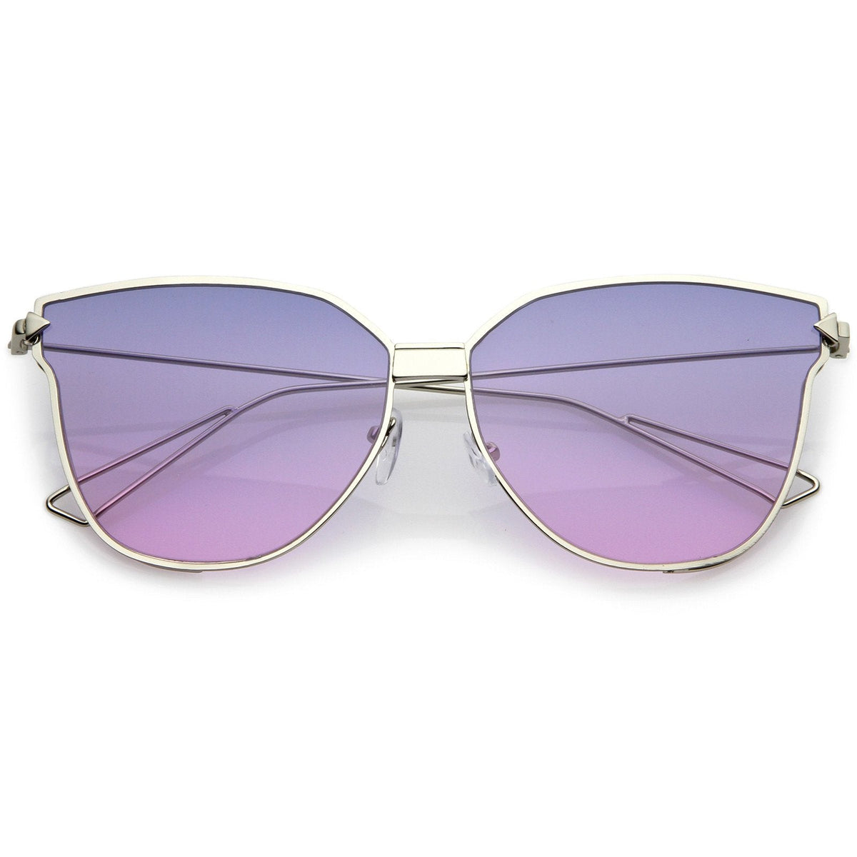 Oversize Wire Frame Gradient Flat Lens Sunglasses A930