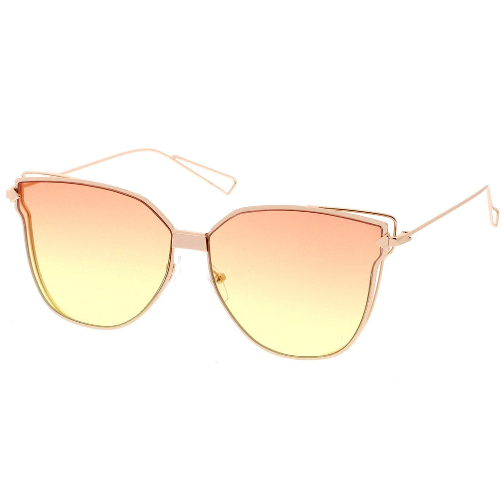 Oversize Wire Frame Gradient Flat Lens Sunglasses A930