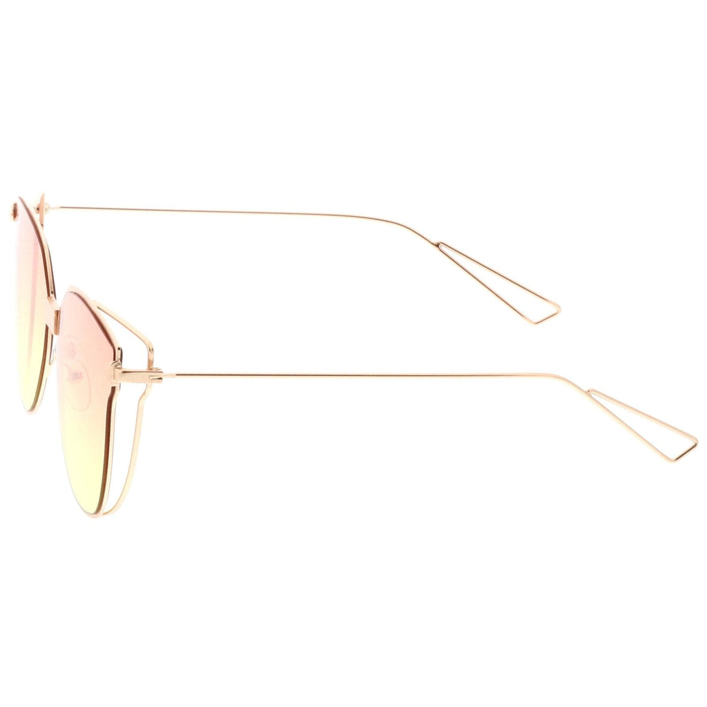Oversize Wire Frame Gradient Flat Lens Sunglasses A930