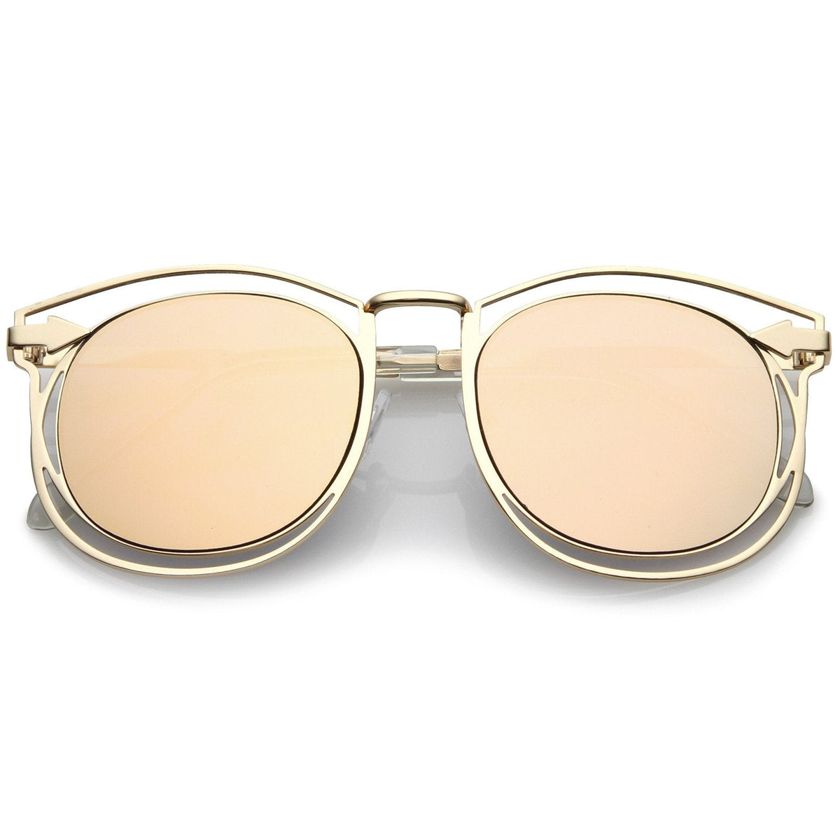 Oversize Dual Wire Frame Flat Mirrored Lens Sunglasses C080