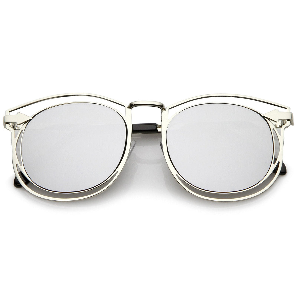 Oversize Dual Wire Frame Flat Mirrored Lens Sunglasses C080