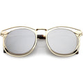 Oversize Dual Wire Frame Flat Mirrored Lens Sunglasses C080