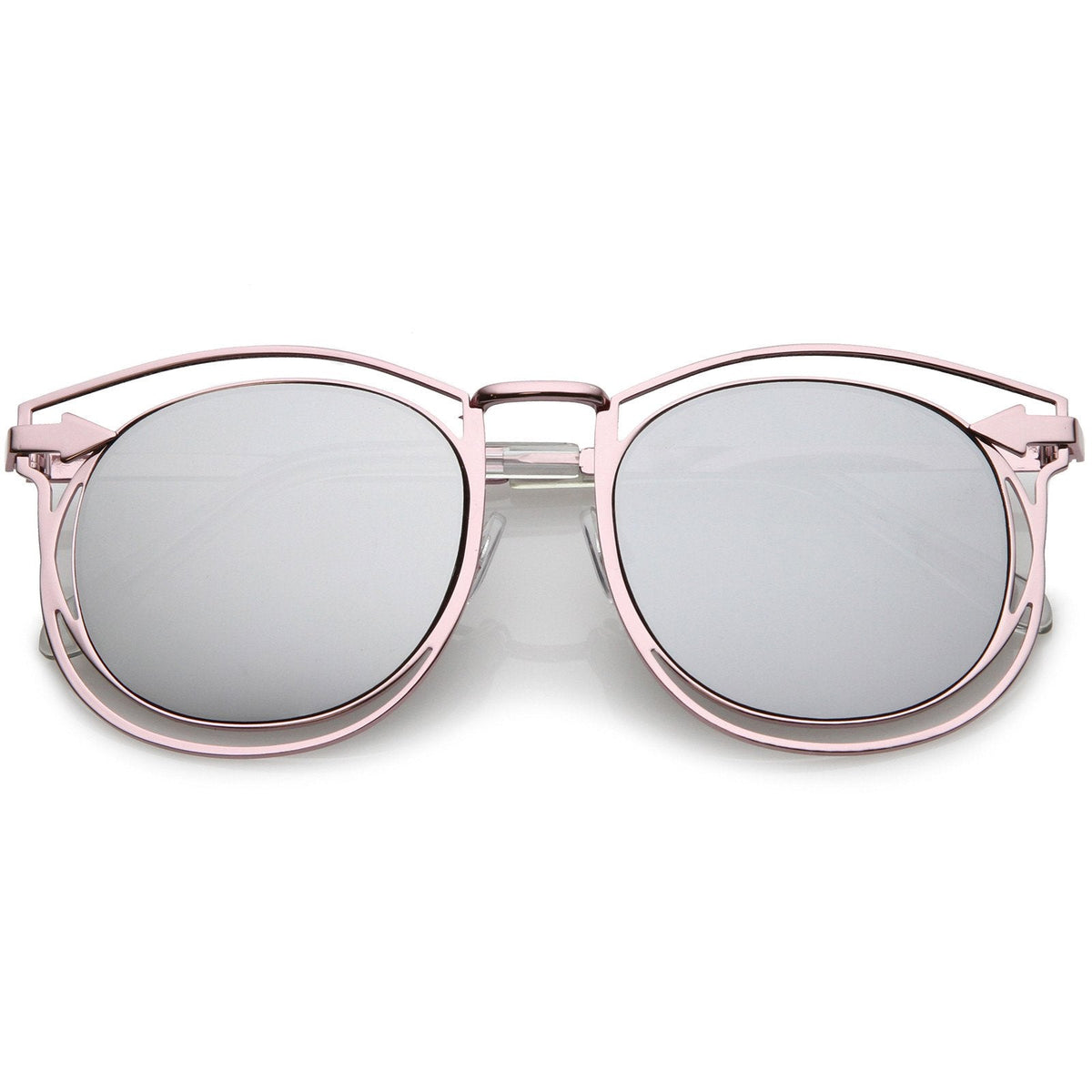 Oversize Dual Wire Frame Flat Mirrored Lens Sunglasses C080