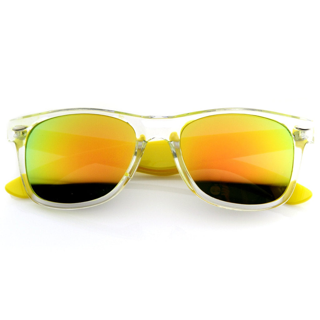 Retro Horned Rim Colorful Mirror Lens Sunglasses 8609