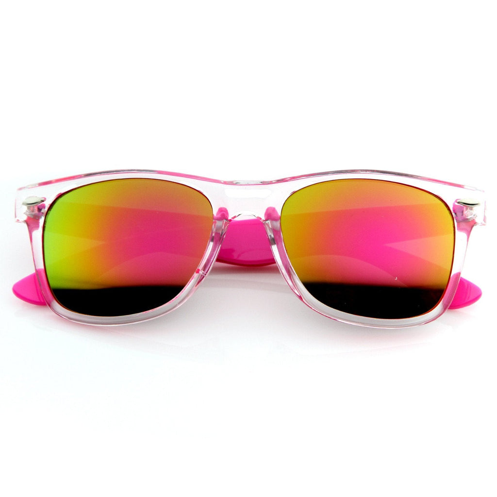 Retro Horned Rim Colorful Mirror Lens Sunglasses 8609