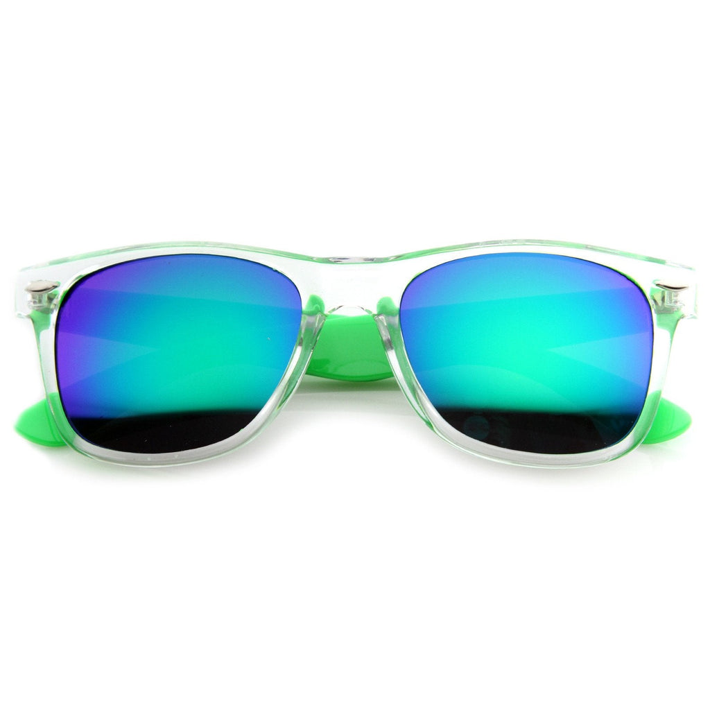 Retro Horned Rim Colorful Mirror Lens Sunglasses 8609