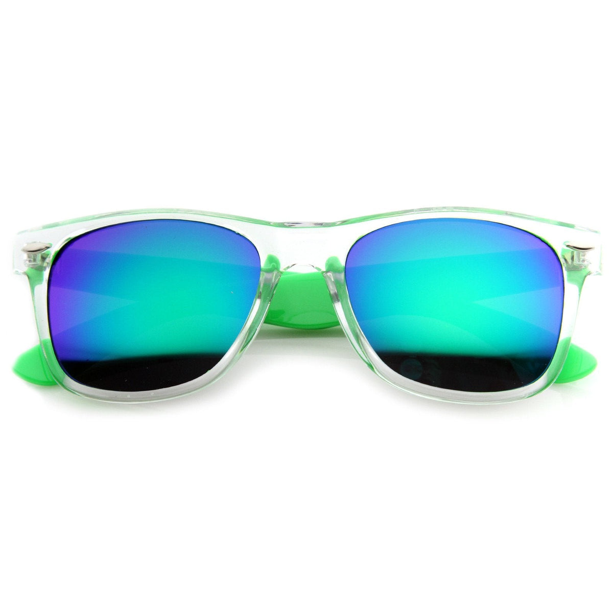 Retro Horned Rim Colorful Mirror Lens Sunglasses 8609