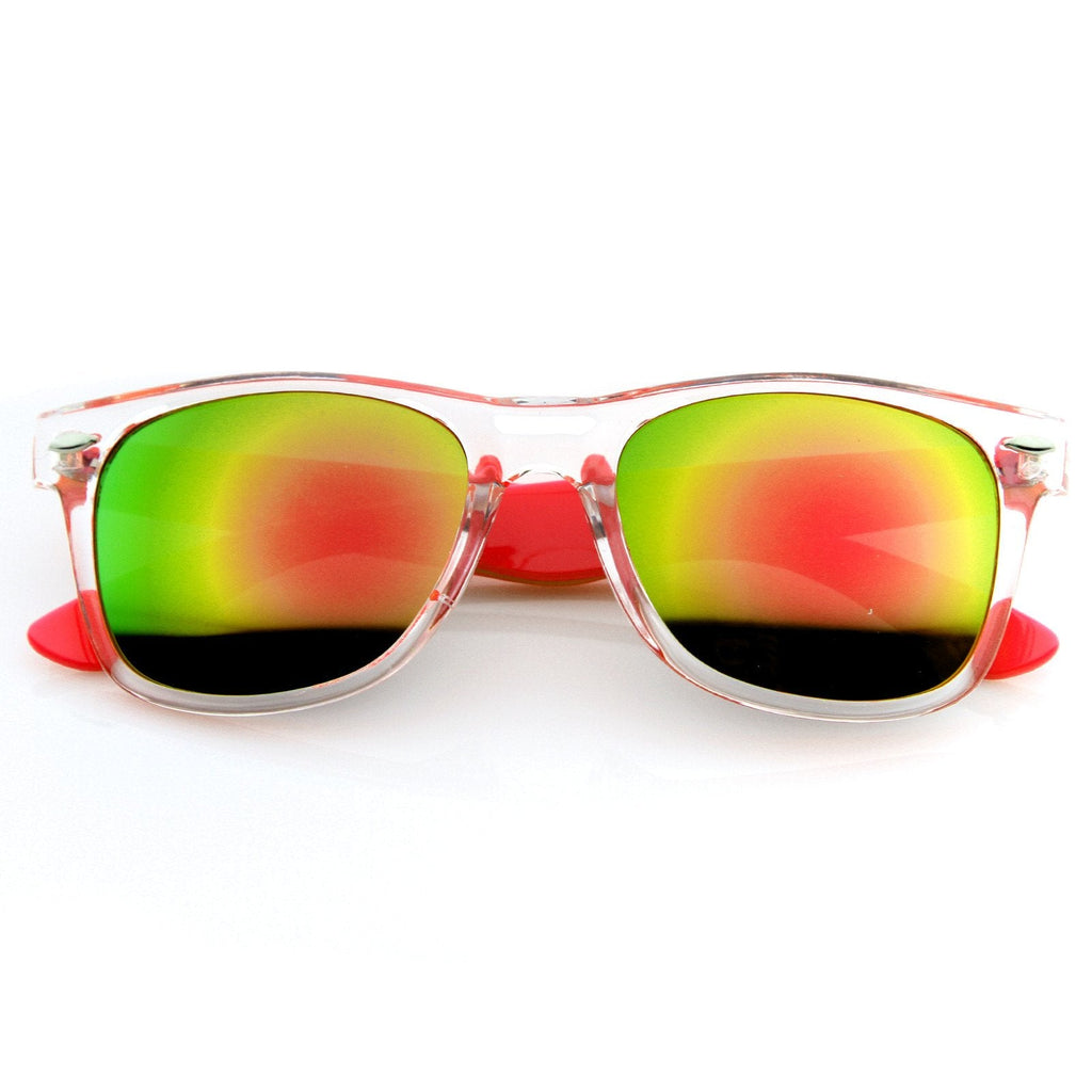Retro Horned Rim Colorful Mirror Lens Sunglasses 8609