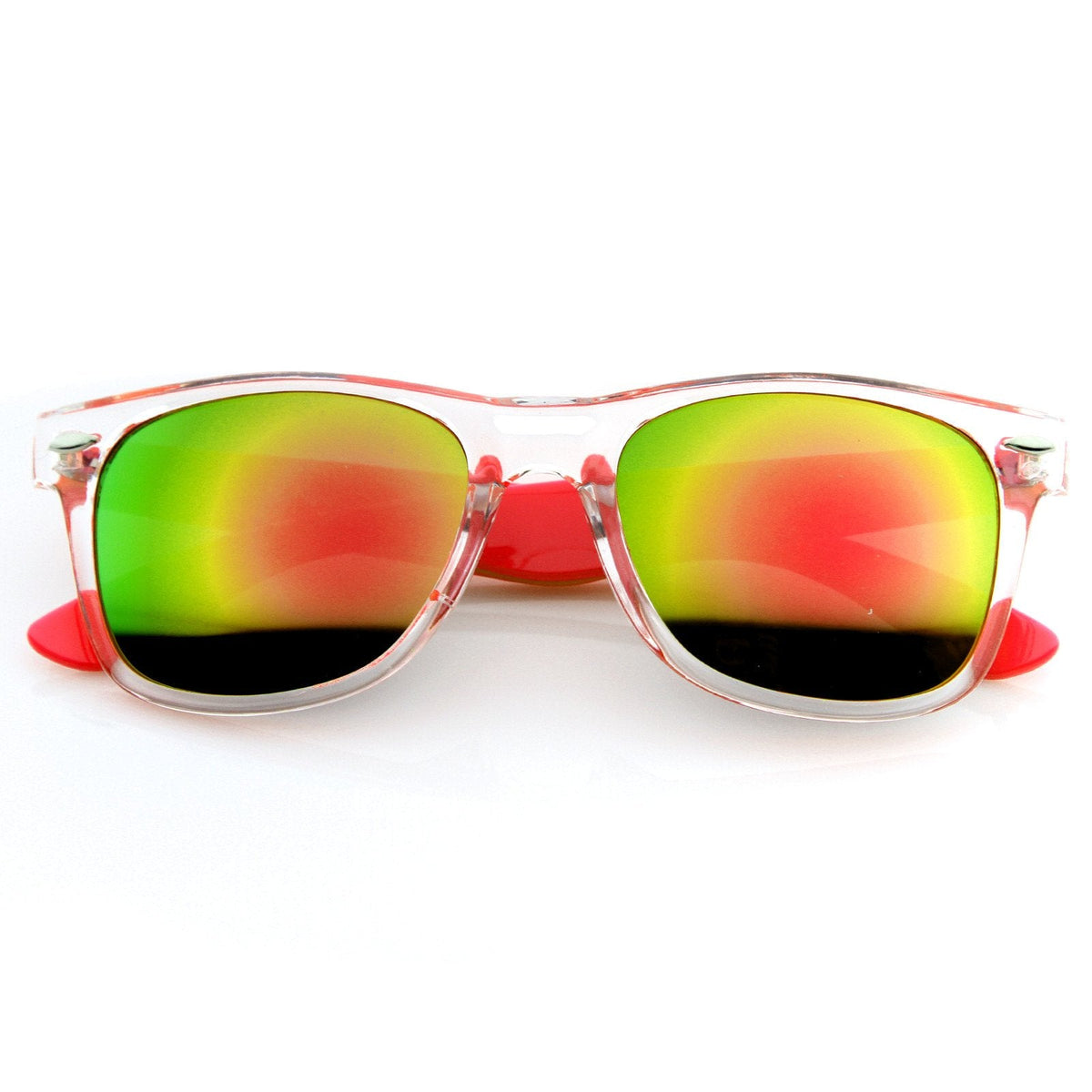 Retro Horned Rim Colorful Mirror Lens Sunglasses 8609