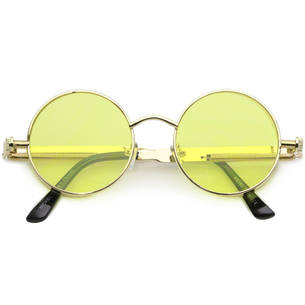 Retro Steampunk Colorful Round Flat Lens Sunglasses C442