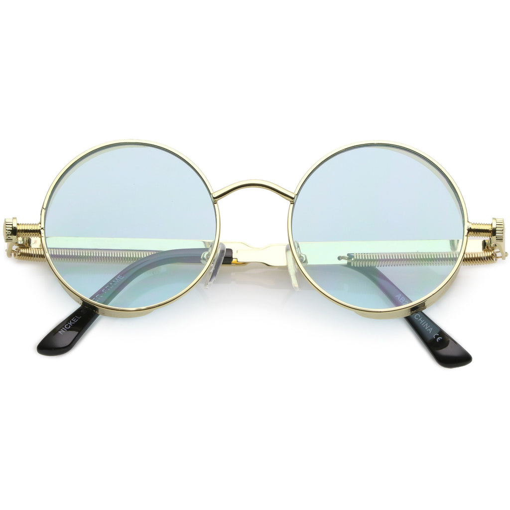 Retro Steampunk Colorful Round Flat Lens Sunglasses C442