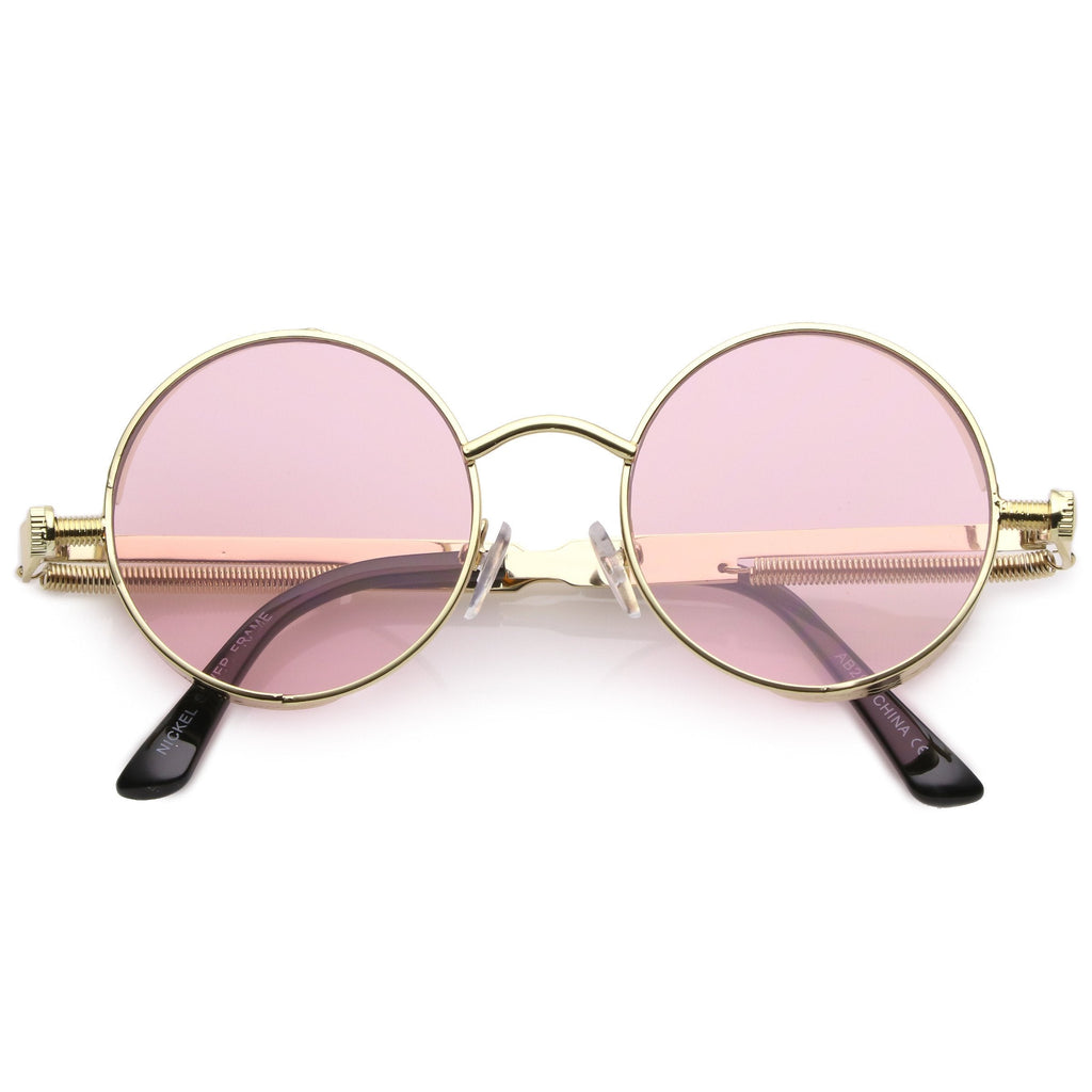 Retro Steampunk Colorful Round Flat Lens Sunglasses C442