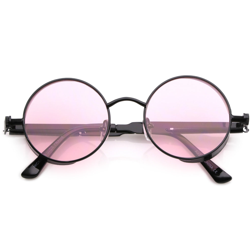 Retro Steampunk Colorful Round Flat Lens Sunglasses C442