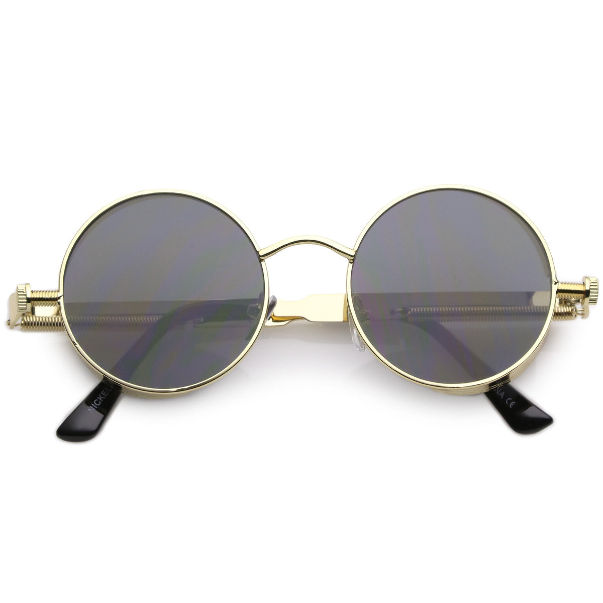 Retro Steampunk Colorful Round Flat Lens Sunglasses C442