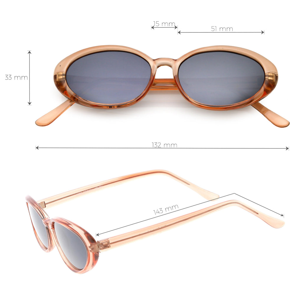 Small True Retro Oval Clout Transparent Frame Sunglasses C644
