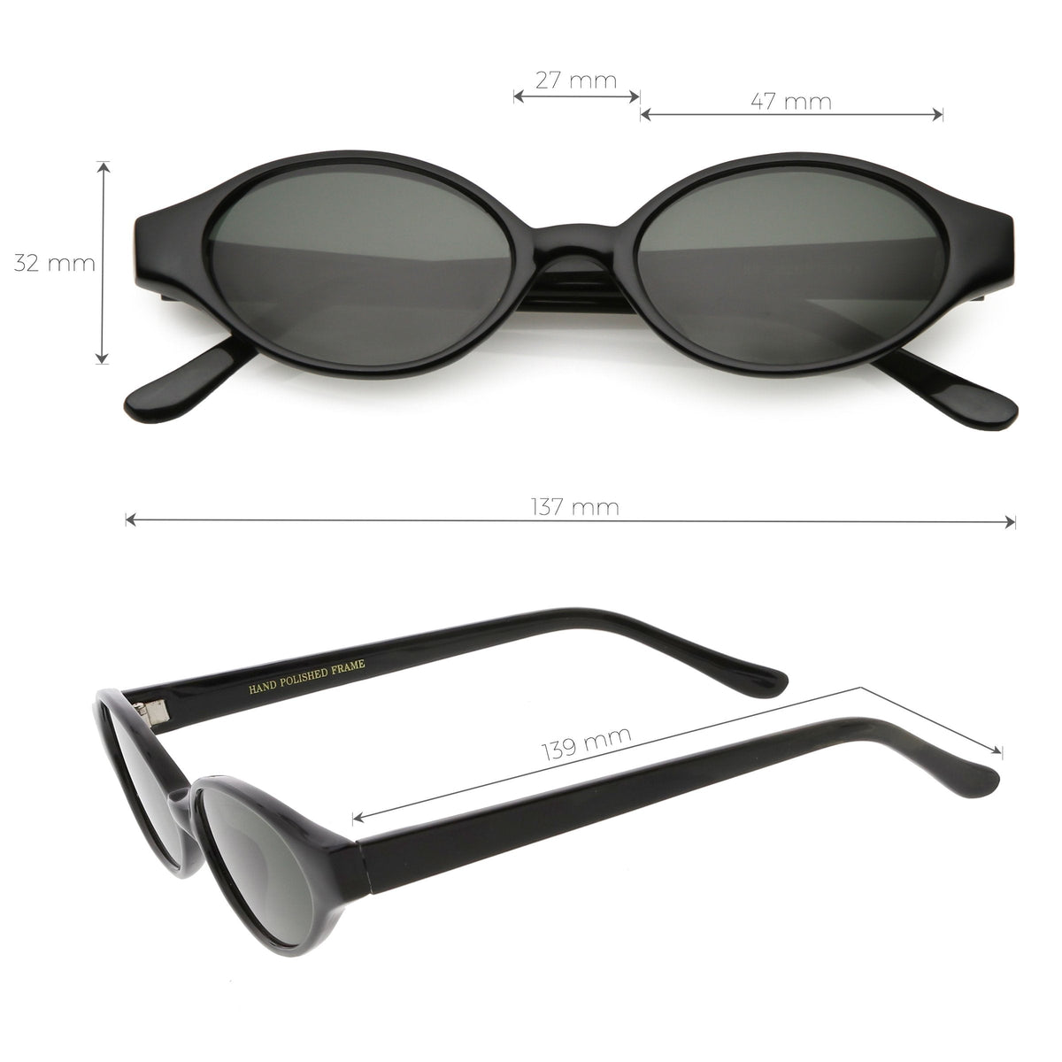 Indie True Vintage Pinched Oval Round Sunglasses C648