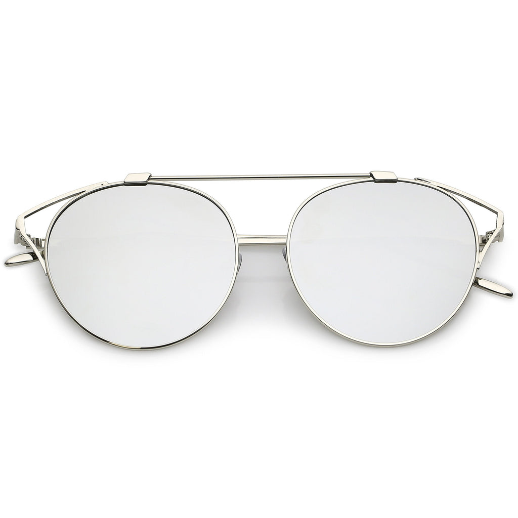 Retro Modern Round Wired Flat Lens Aviator Sunglasses C395