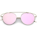 Retro Modern Round Wired Flat Lens Aviator Sunglasses C395