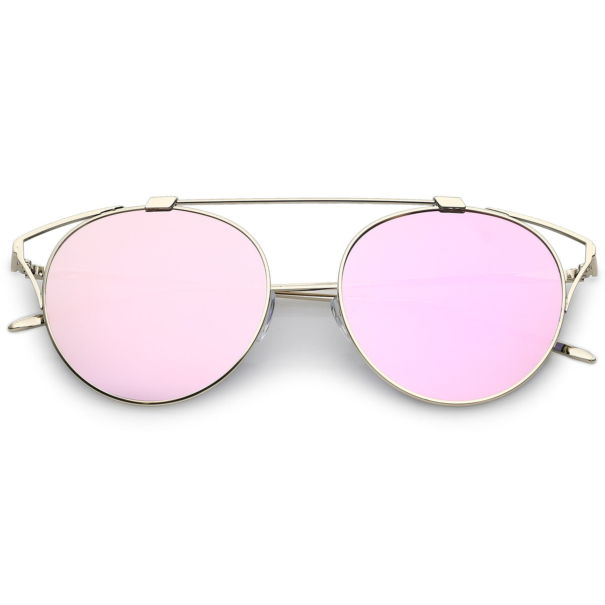 Retro Modern Round Wired Flat Lens Aviator Sunglasses C395