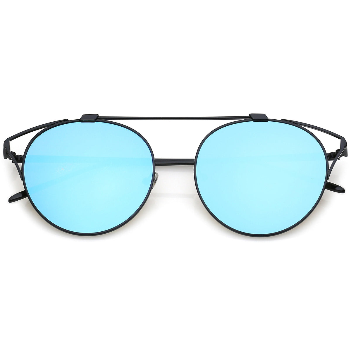 Retro Modern Round Wired Flat Lens Aviator Sunglasses C395