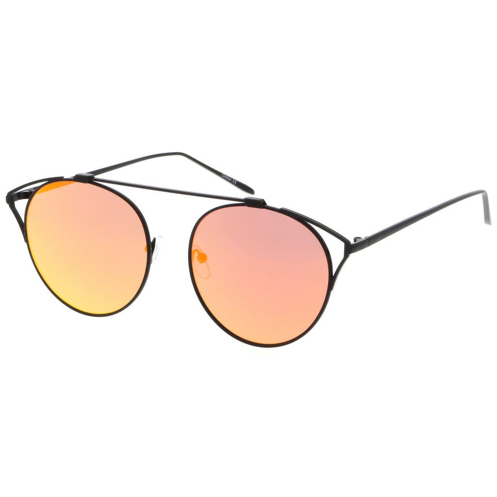 Retro Modern Round Wired Flat Lens Aviator Sunglasses C395