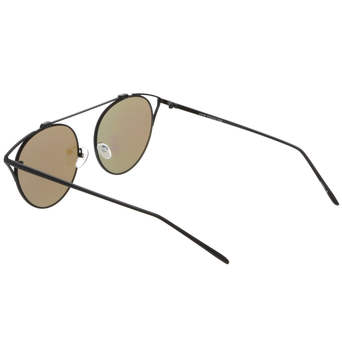 Retro Modern Round Wired Flat Lens Aviator Sunglasses C395