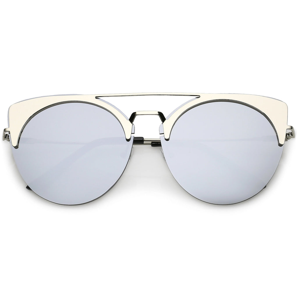 Retro Modern Oversize Mirrored Flat Lens Aviator Sunglasses C402