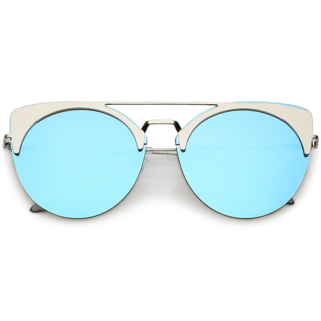 Retro Modern Oversize Mirrored Flat Lens Aviator Sunglasses C402