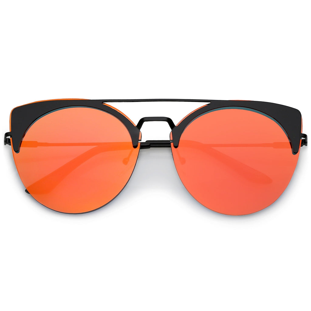 Retro Modern Oversize Mirrored Flat Lens Aviator Sunglasses C402