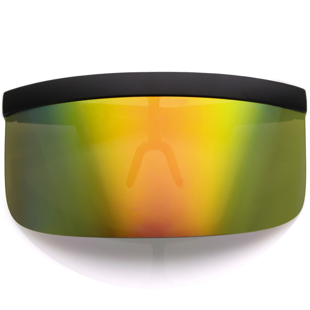 Retro Modern Oversize Novelty Mirrored Lens Shield Visor C453