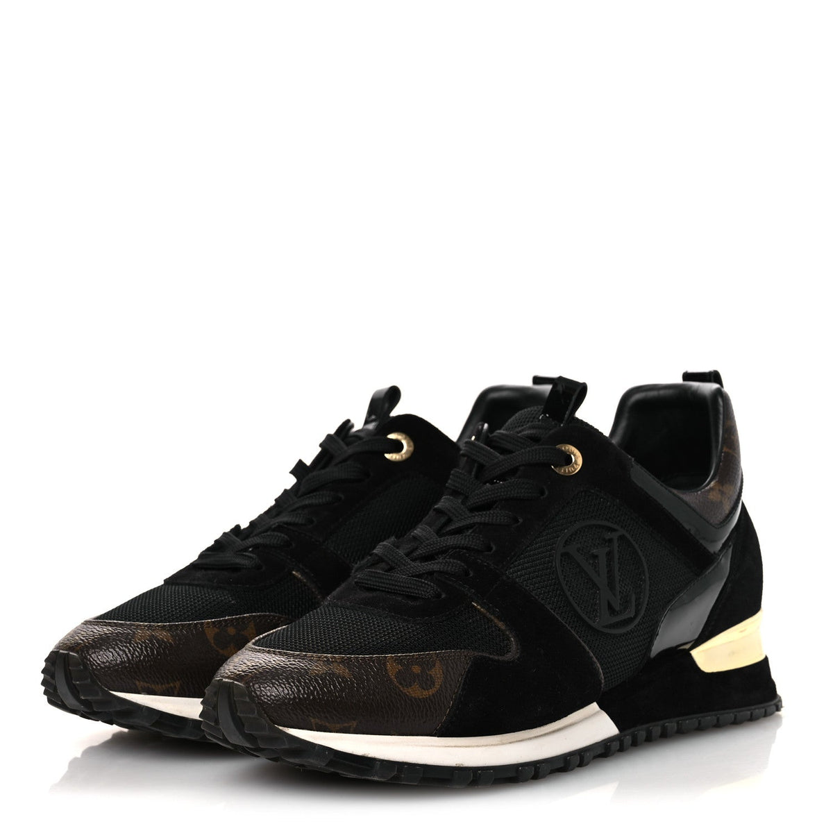 Suede Monogram Run Away Sneakers 38.5 Black